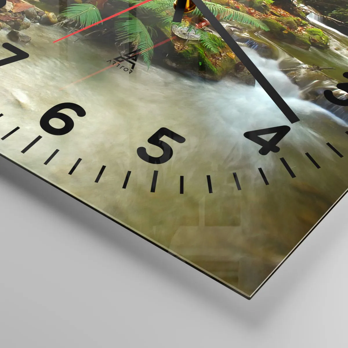 Ceas de perete - Ceas pe sticlă - Bun venit în lumea mea - 40x40 cm