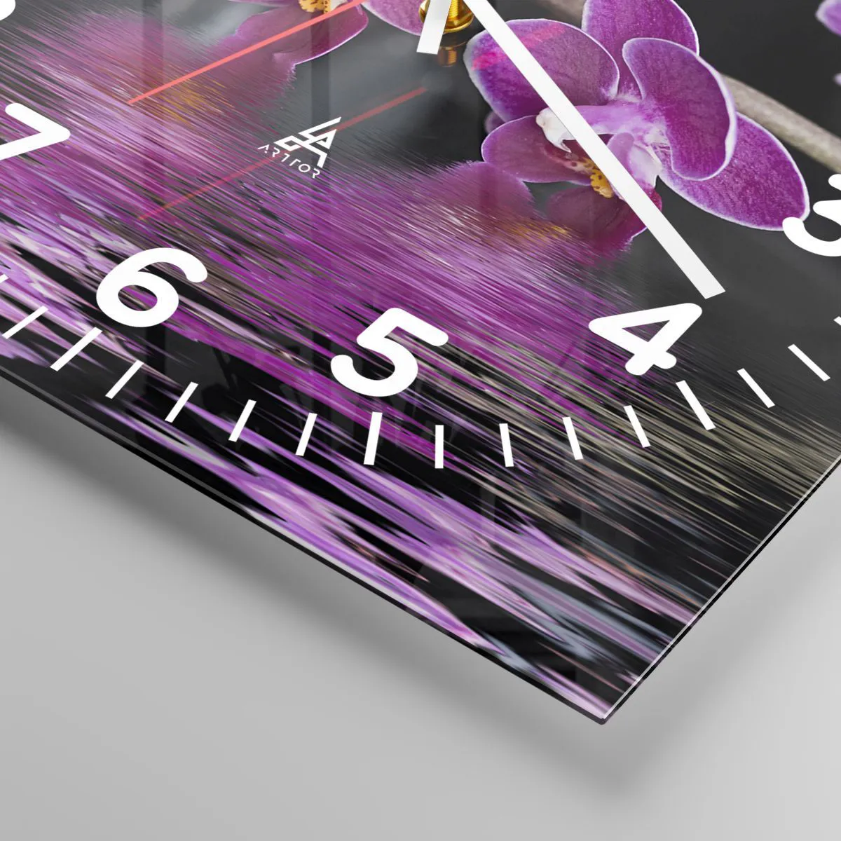 Wall clock - Clock on glass - Lilac Reflection of Beauty - 30x30 cm