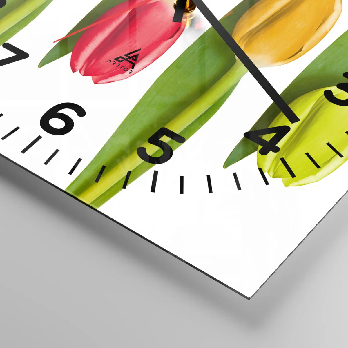 Ceas de perete - Ceas pe sticlă - Compoziție curcubeu - 30x30 cm