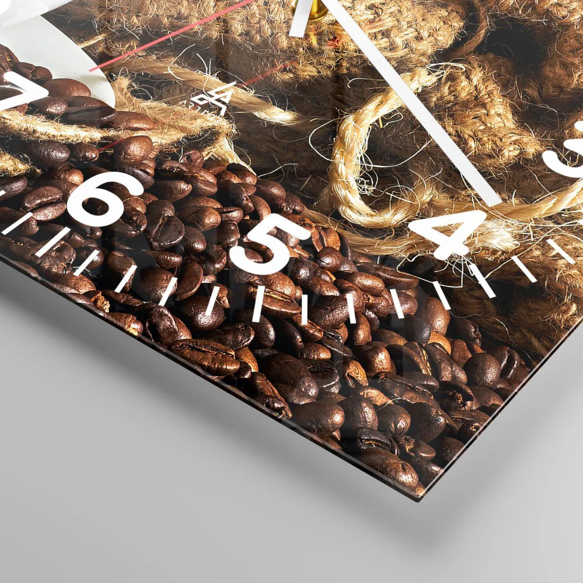 Wall clock - Clock on glass - Smell of a Mocha and Density of a Honey Drink - 40x40 cm