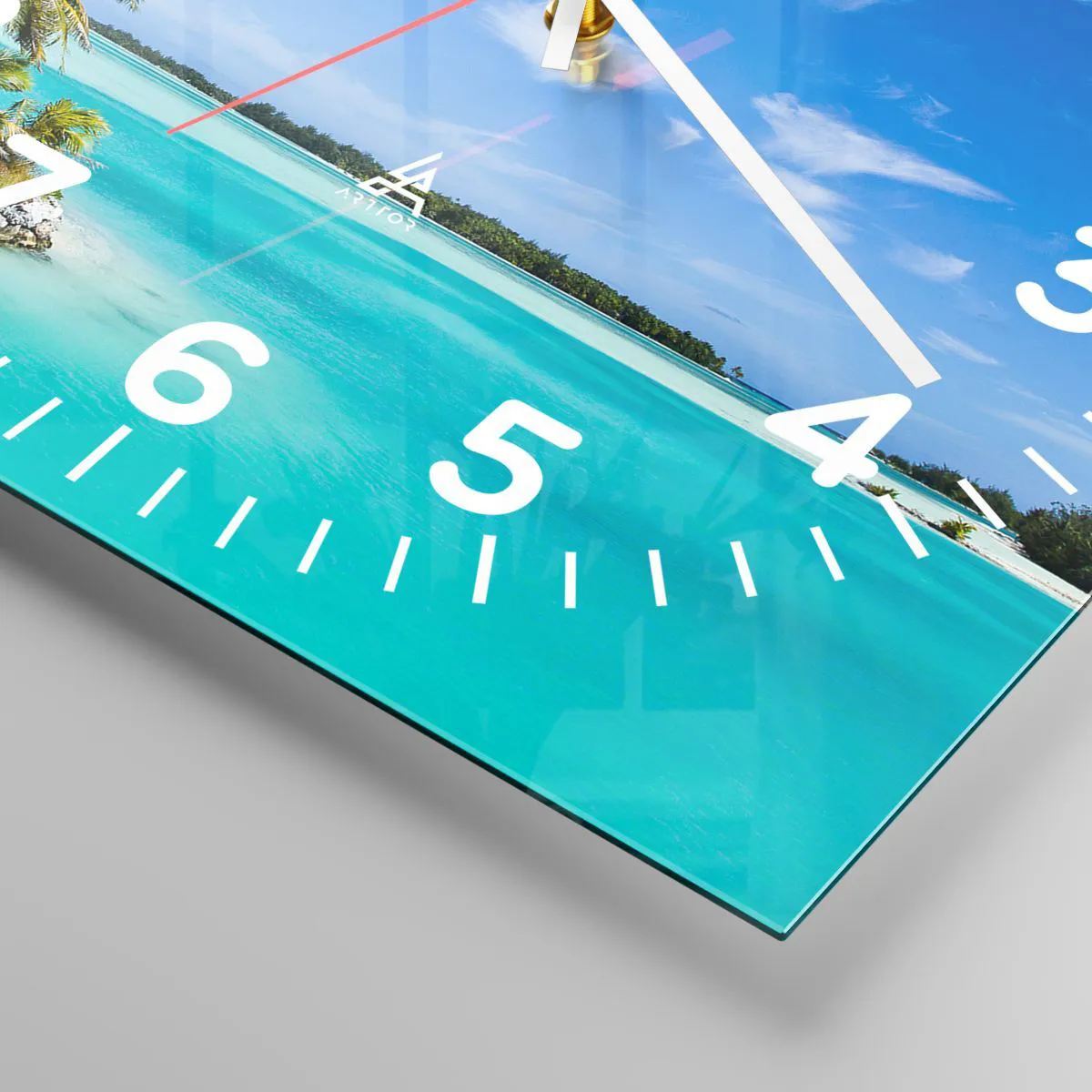 Ceas de perete - Ceas pe sticlă - Paradisul pe pământ - 40x40 cm