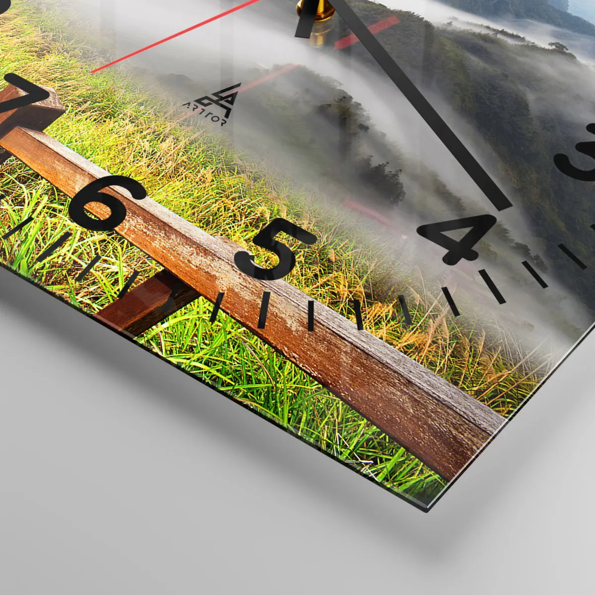 Wanduhr - Glasuhr - Gewebt aus Lichtschein und Nebel - 40x40 cm