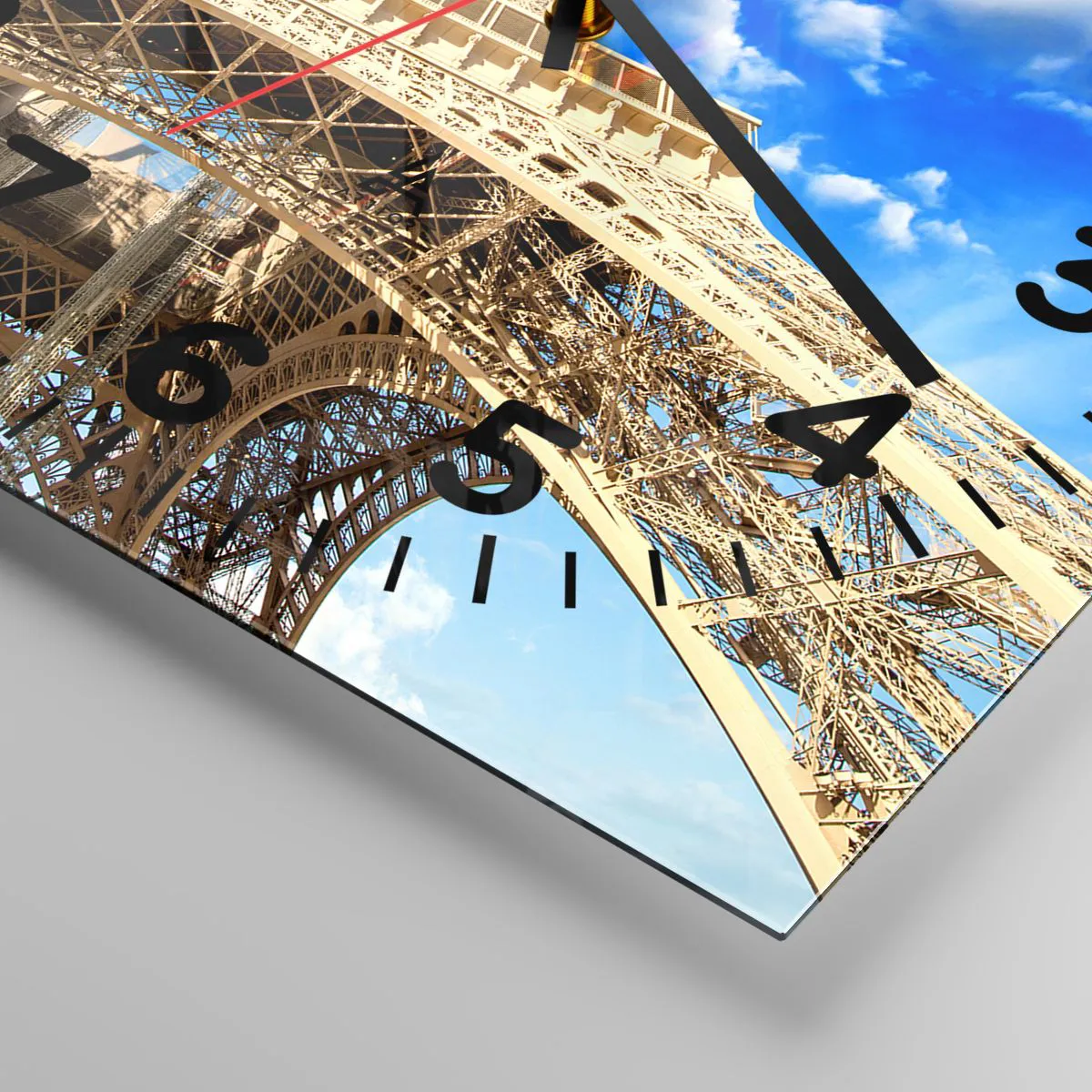 Ceas de perete - Ceas pe sticlă - Atingând cerul și norii - 40x40 cm