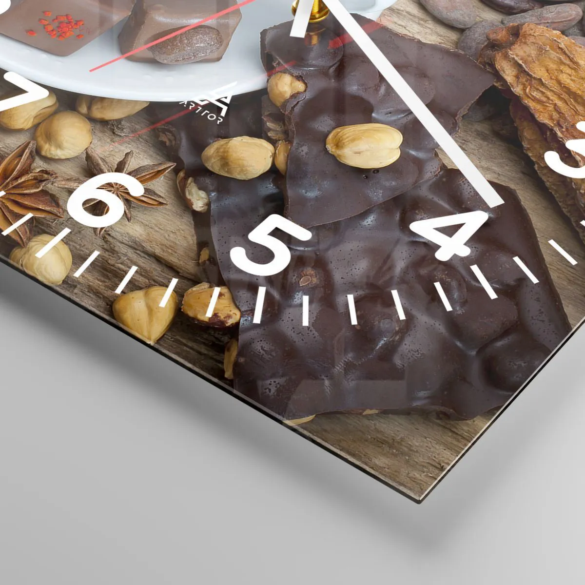 Relógio de parede - Relógio em vidro - Da fábrica de chocolate de conto de fadas - 30x30 cm