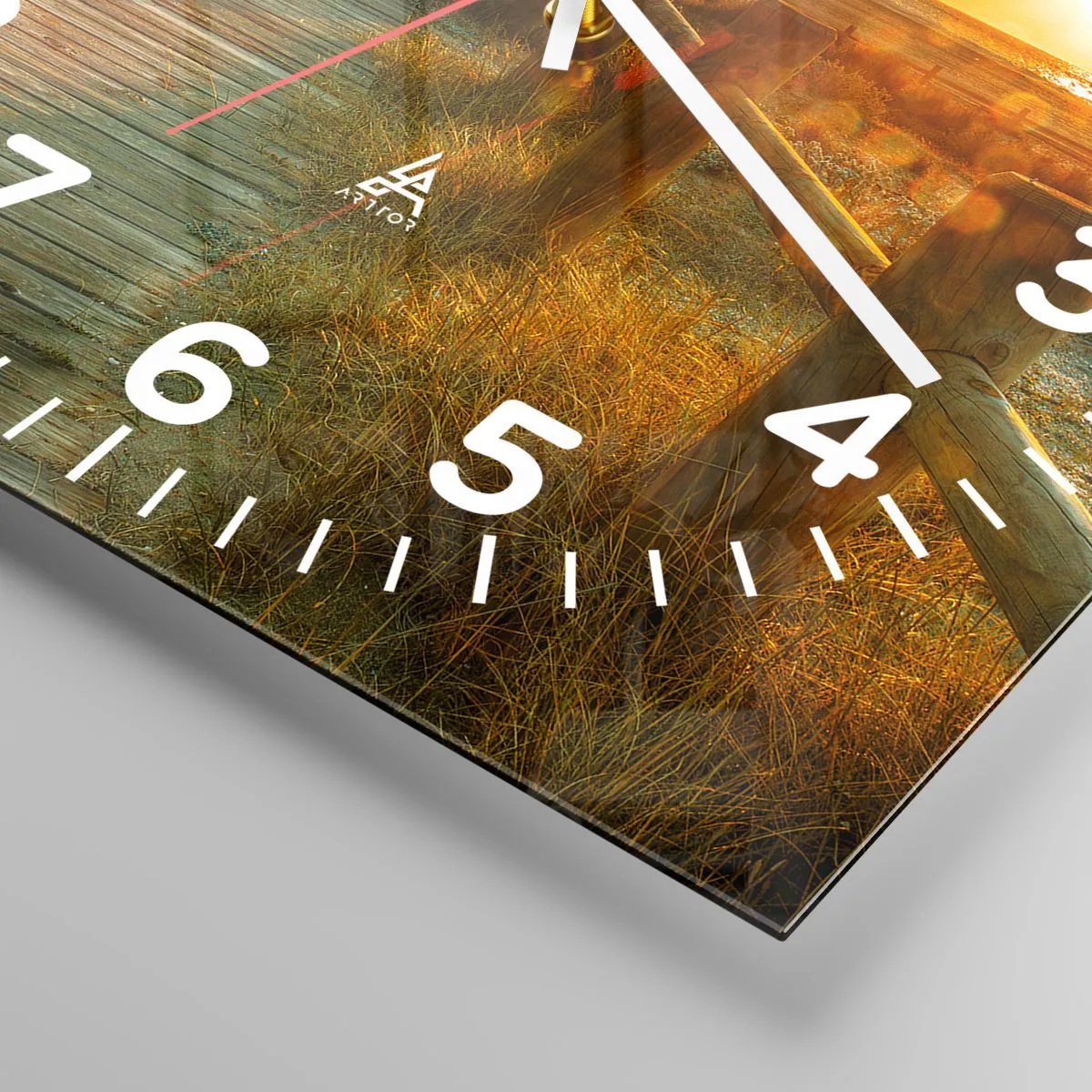 Ceas de perete - Ceas pe sticlă - Scăldat în aur vechi - 30x30 cm