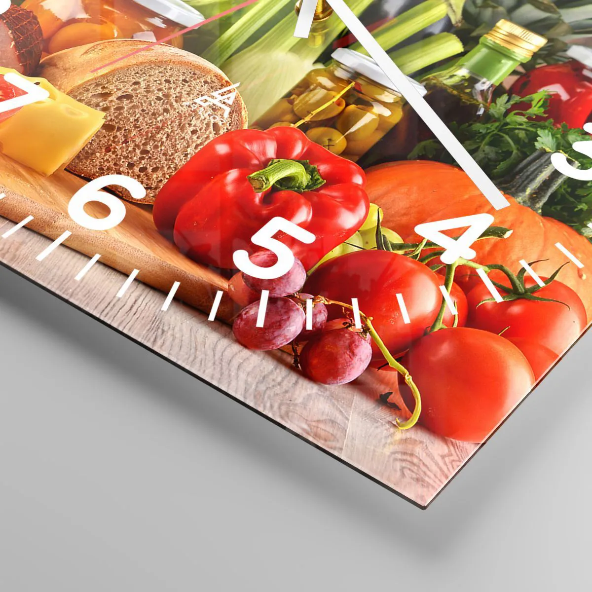 Wall clock - Clock on glass - Smoked, Baked, Marinated - 40x40 cm