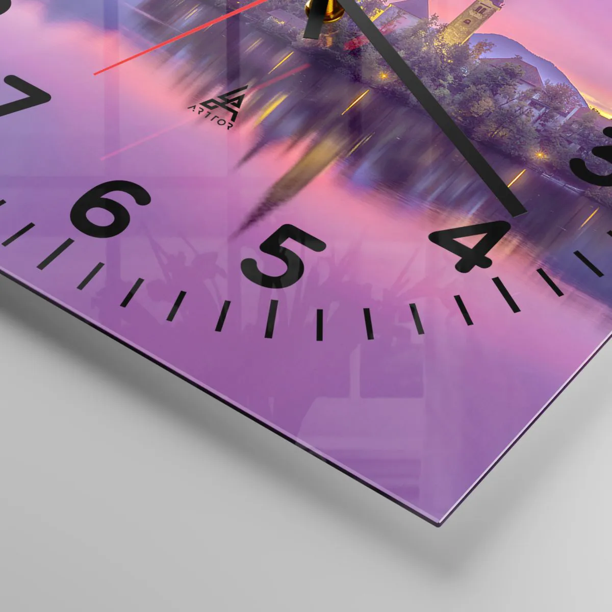 Wanduhr - Glasuhr - Eine märchenhafte Insel in der Abenddämmerung - 30x30 cm