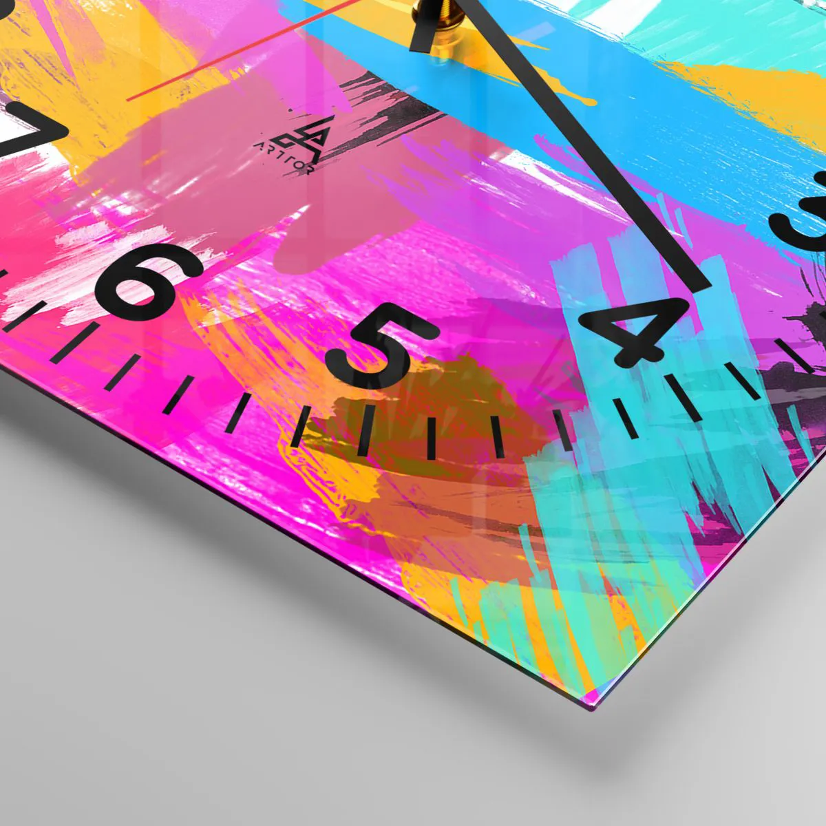 Reloj de pared - Reloj de vidrio - Abstracción colorida - 30x30 cm