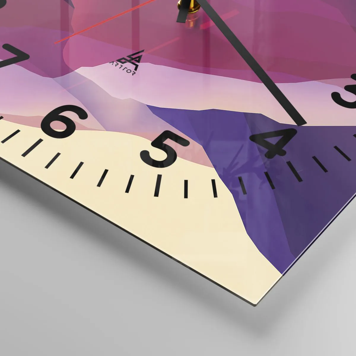 Relógio de parede - Relógio em vidro - Ondas de roxo - 30x30 cm