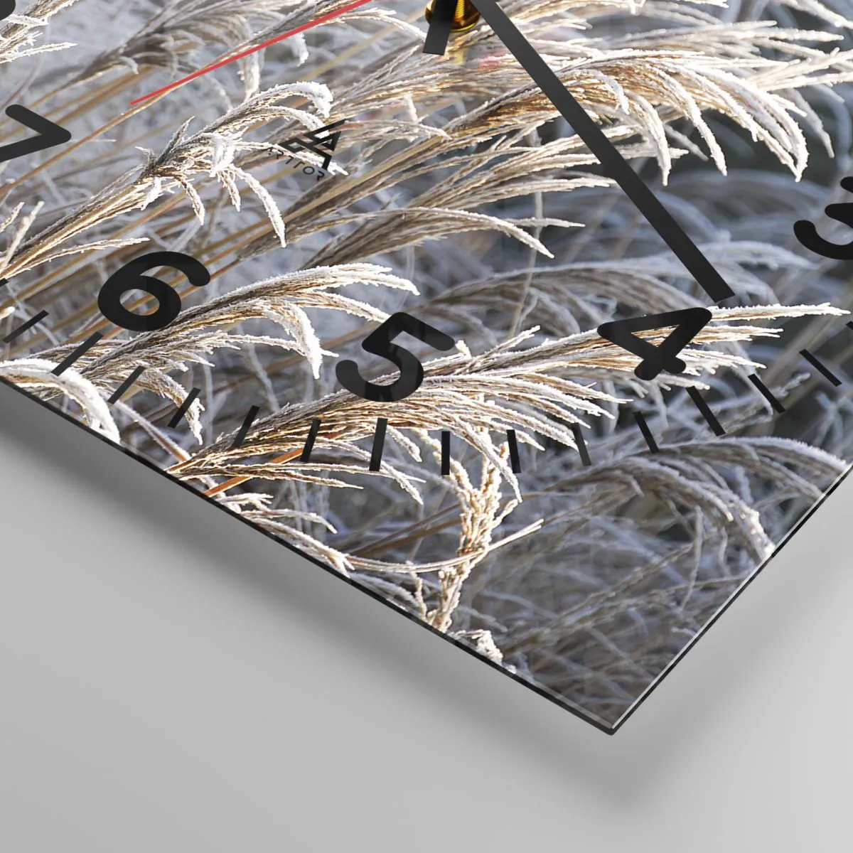 Wall clock - Clock on glass - Decorated with Frost - 30x30 cm