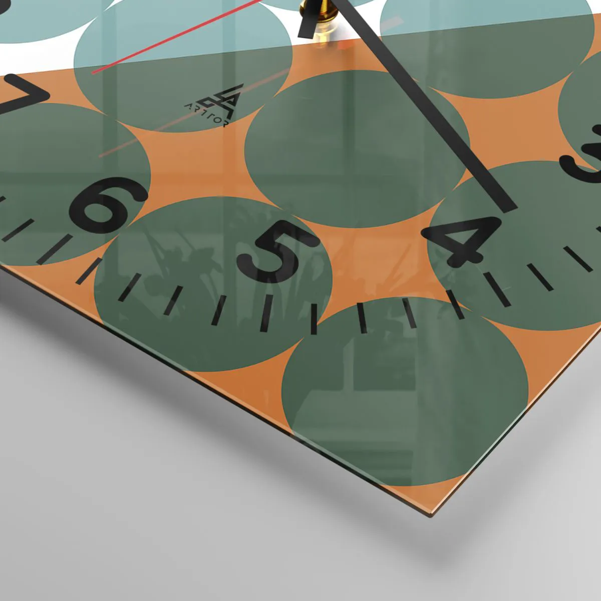 Relógio de parede - Relógio em vidro - Para cima e na diagonal - 40x40 cm