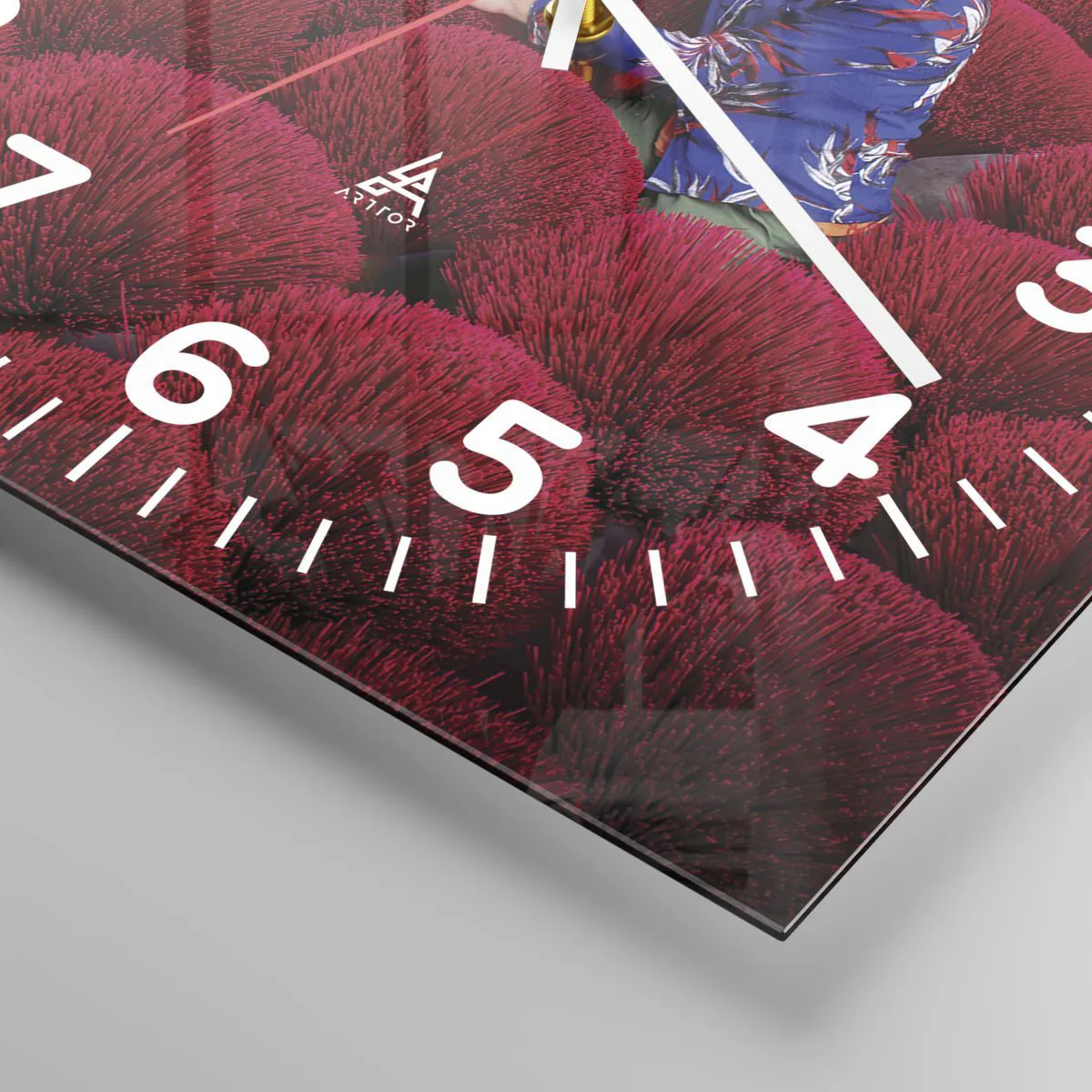 Ceas de perete - Ceas pe sticlă - Într-un câmp de orez - 40x40 cm