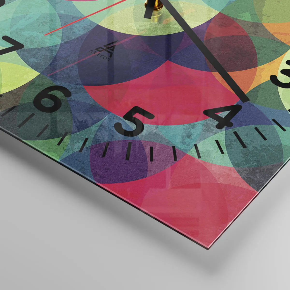 Ceas de perete - Ceas pe sticlă - Să intrăm în curcubeu - 30x30 cm