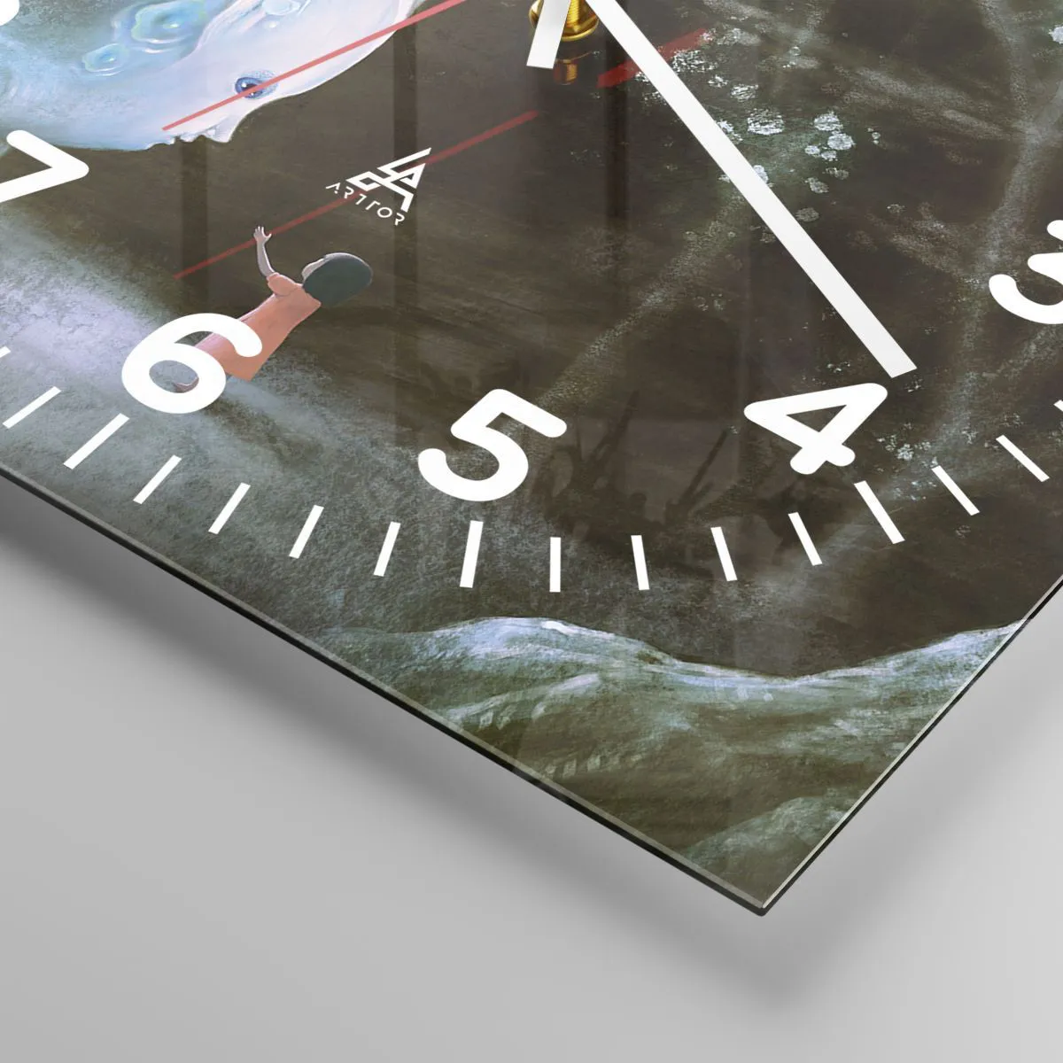 Väggklocka - Klocka på glas - Fantastiskt möte - 40x40 cm