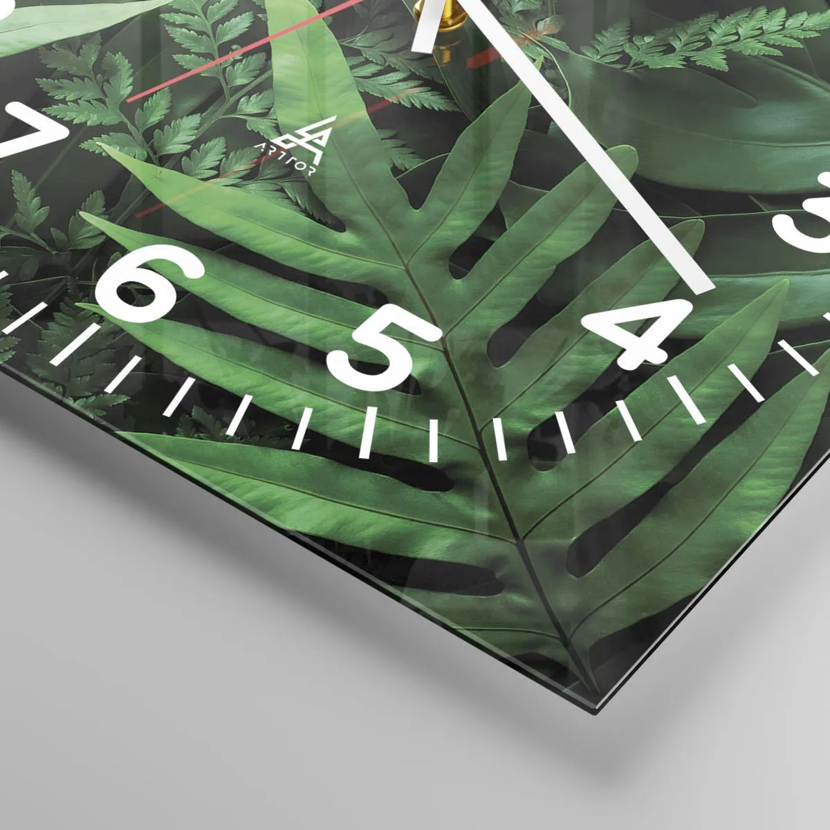 Ceas de perete - Ceas pe sticlă - Înfășurate în verde - 30x30 cm