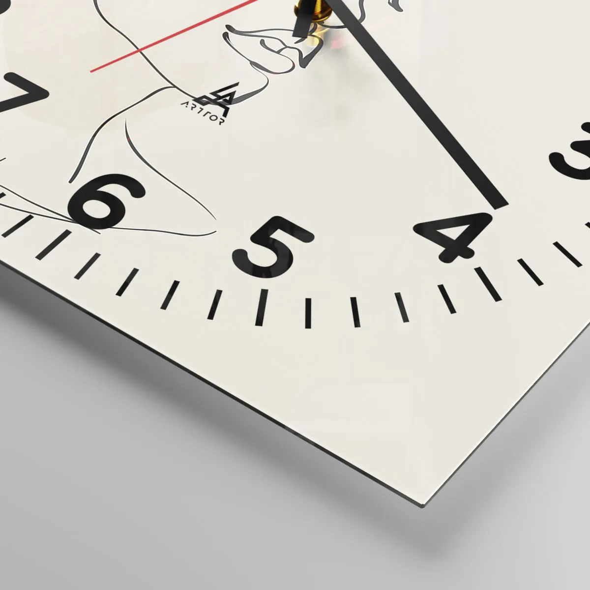 Ceas de perete - Ceas pe sticlă - Cu o linie sigură - 40x40 cm