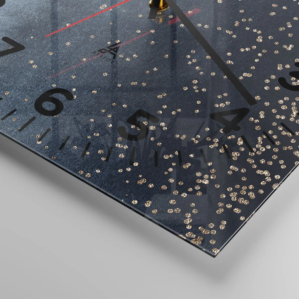 Ceas de perete - Ceas pe sticlă - Compoziție - faze albastre - 30x30 cm