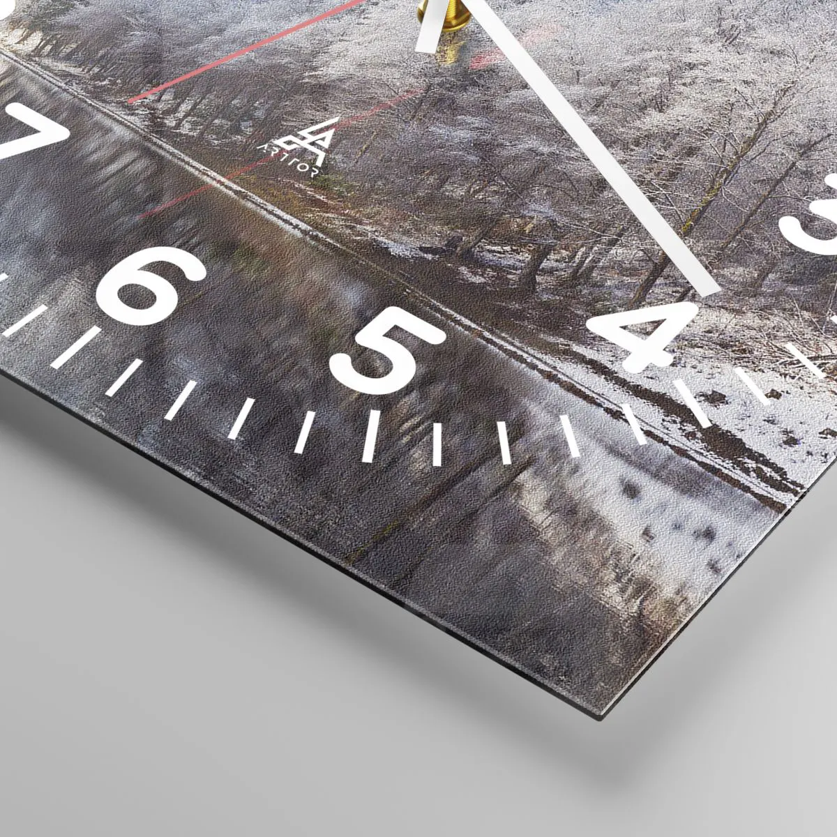 Relógio de parede - Relógio em vidro - Guarda de neve - 30x30 cm