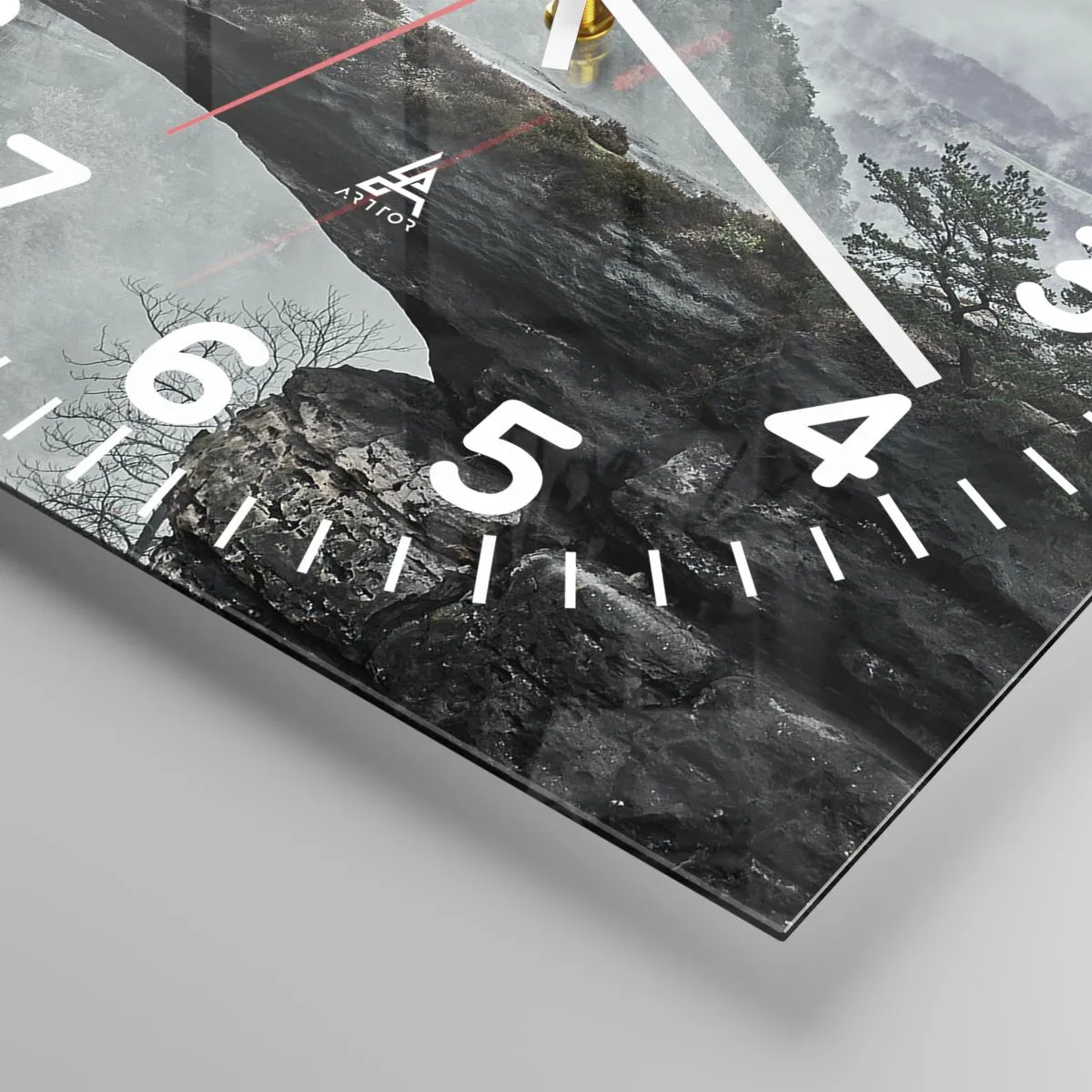 Wanduhr - Glasuhr - Abenteuer beginnt gleich - 40x40 cm