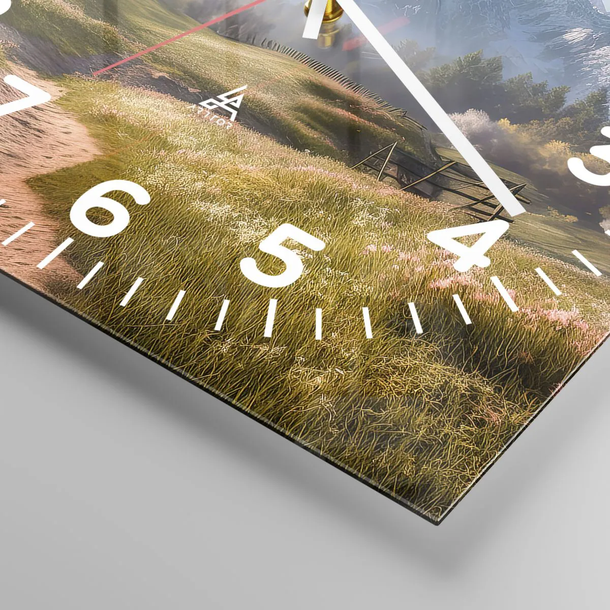 Wanduhr - Glasuhr - Idyllisches Tal - 40x40 cm