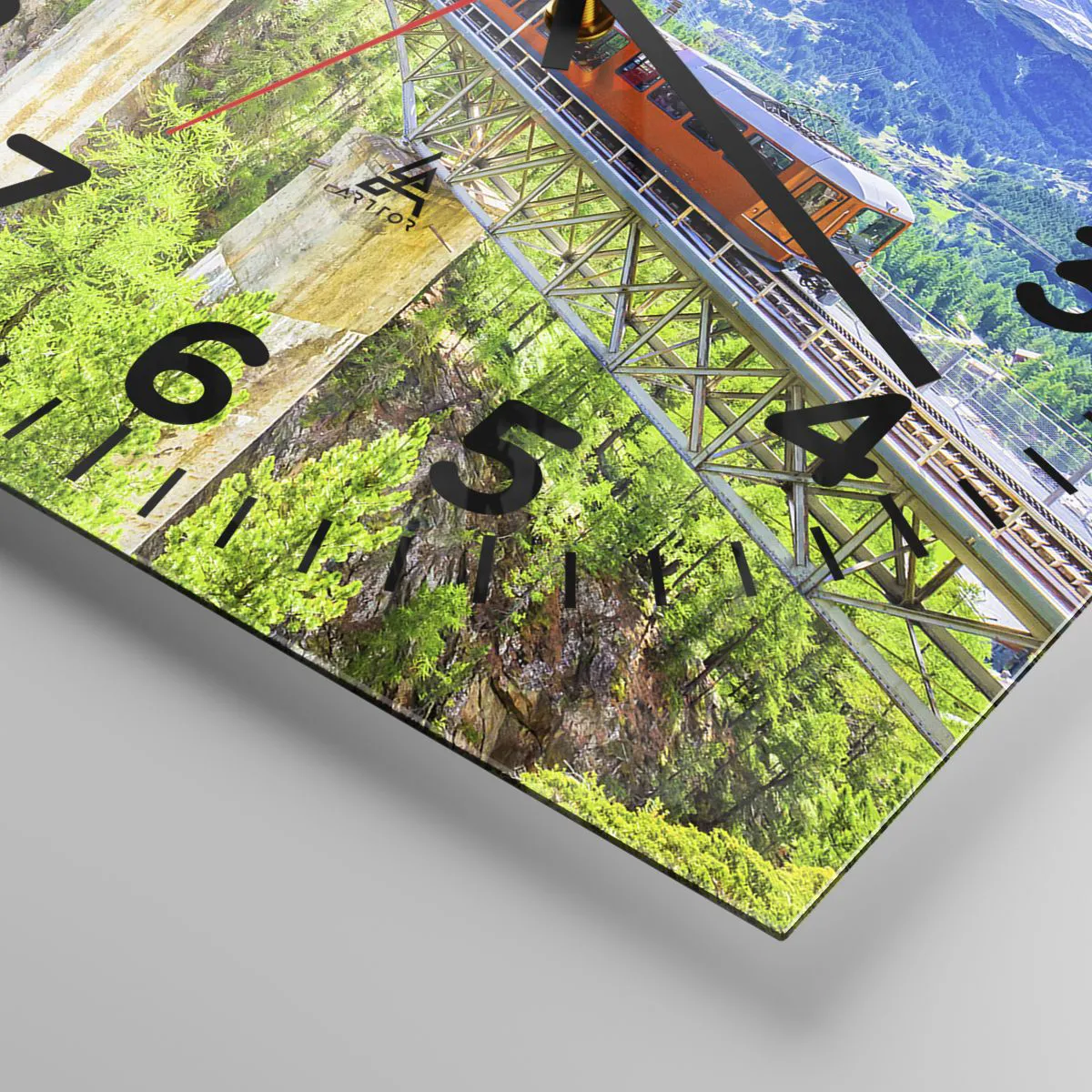 Wanduhr - Glasuhr - Jetzt sind Alpen dran - 40x40 cm