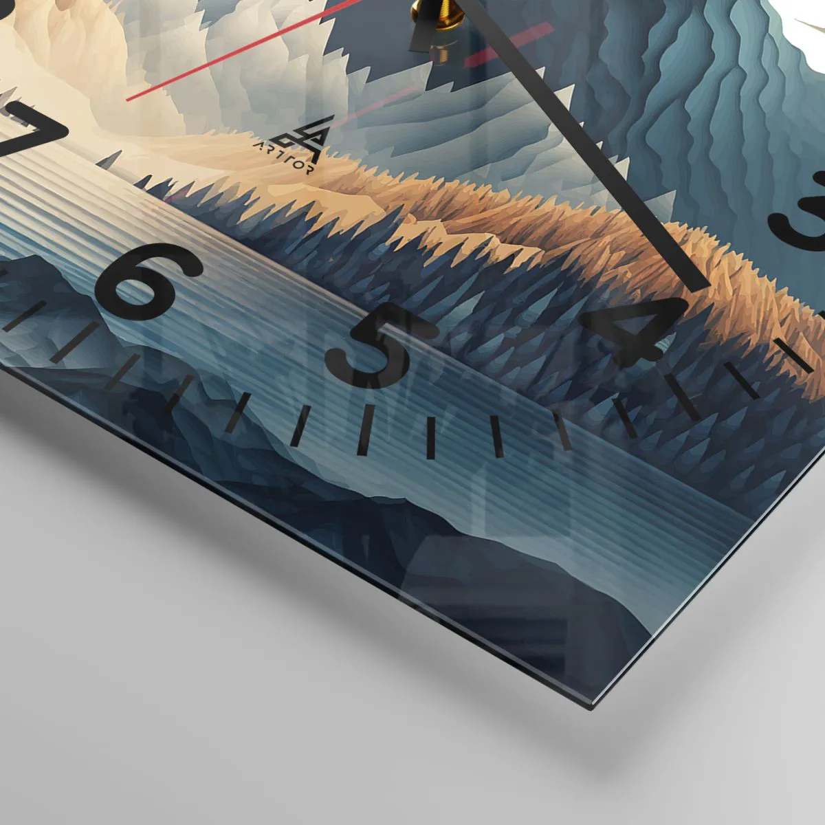 Reloj de pared - Reloj de vidrio - Paisaje perfecto de montañas - 40x40 cm