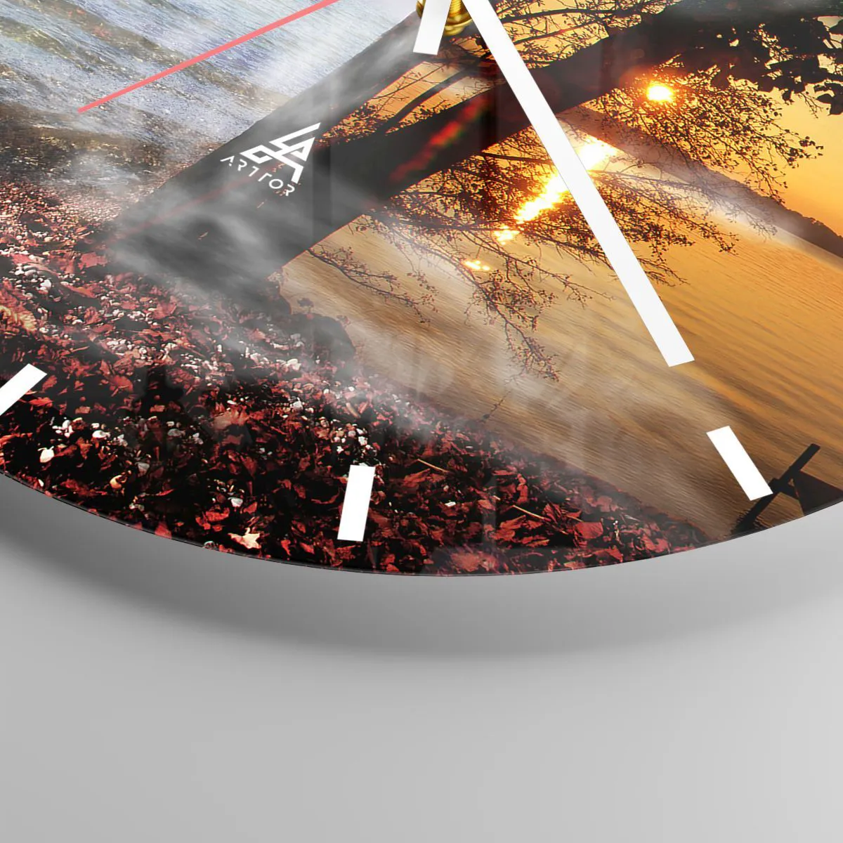 Väggklocka - Klocka på glas - En symbolisk koppling mellan natur och rymd - 30x30cm - Surrealistiskt landskap - naturens enighet - Modern väggdekoration för vardagsrum, kök och sovrum ARTTOR