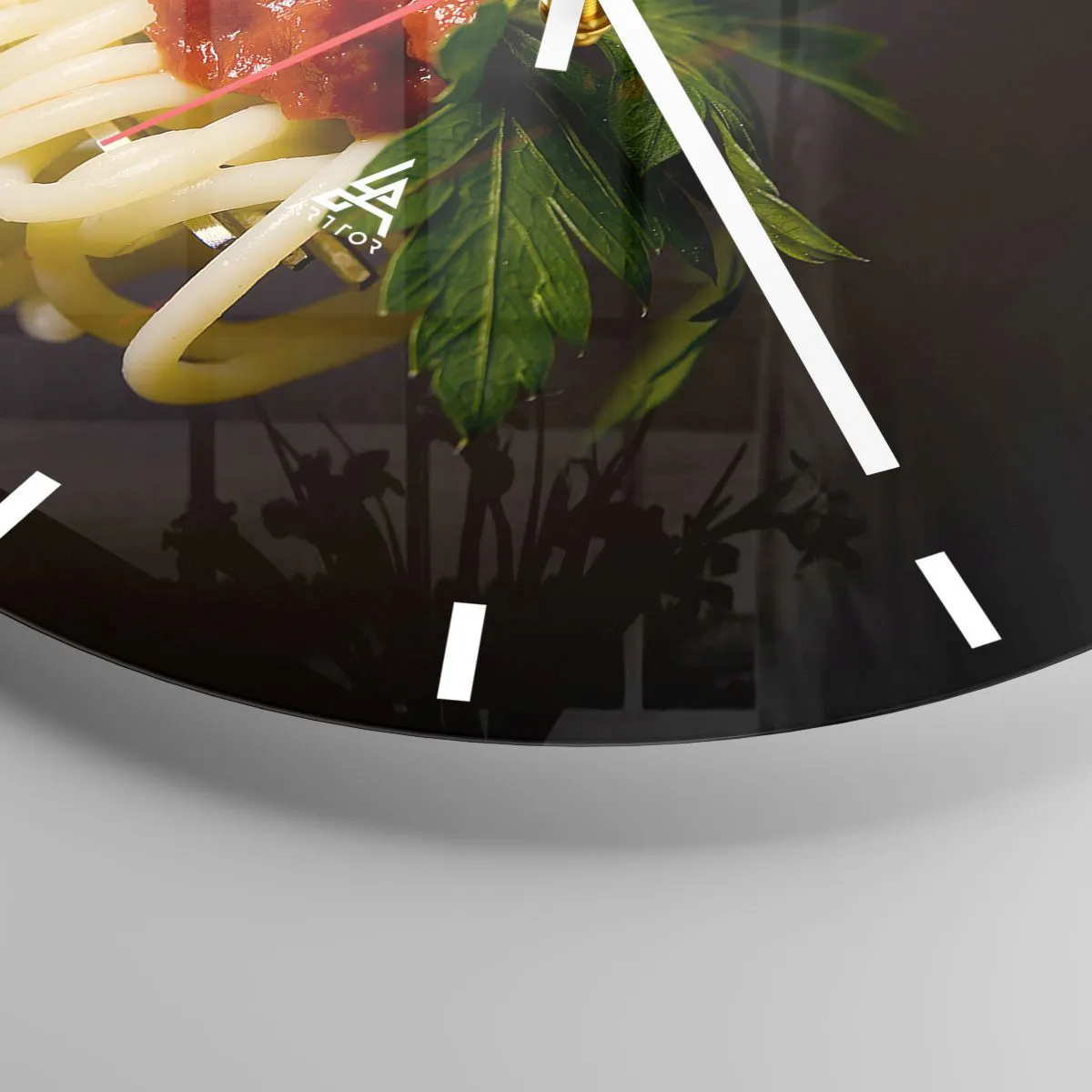 Nástěnné hodiny - Špagety s rajčatovou omáčkou a bylinkami - 30x30cm - Chutný kousek - Moderní nástěnná dekorace do obývacího pokoje, kuchyně a ložnice ARTTOR