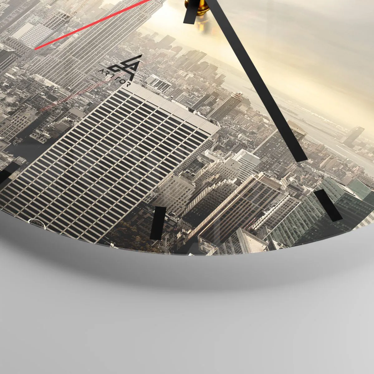 Zegar ścienny - Panorama miasta z charakterystycznym wieżowcem w sepii - 30x30cm - Nowy Jork utkany z szarości - Nowoczesna dekoracja ścienna do salonu, kuchni i sypialni ARTTOR