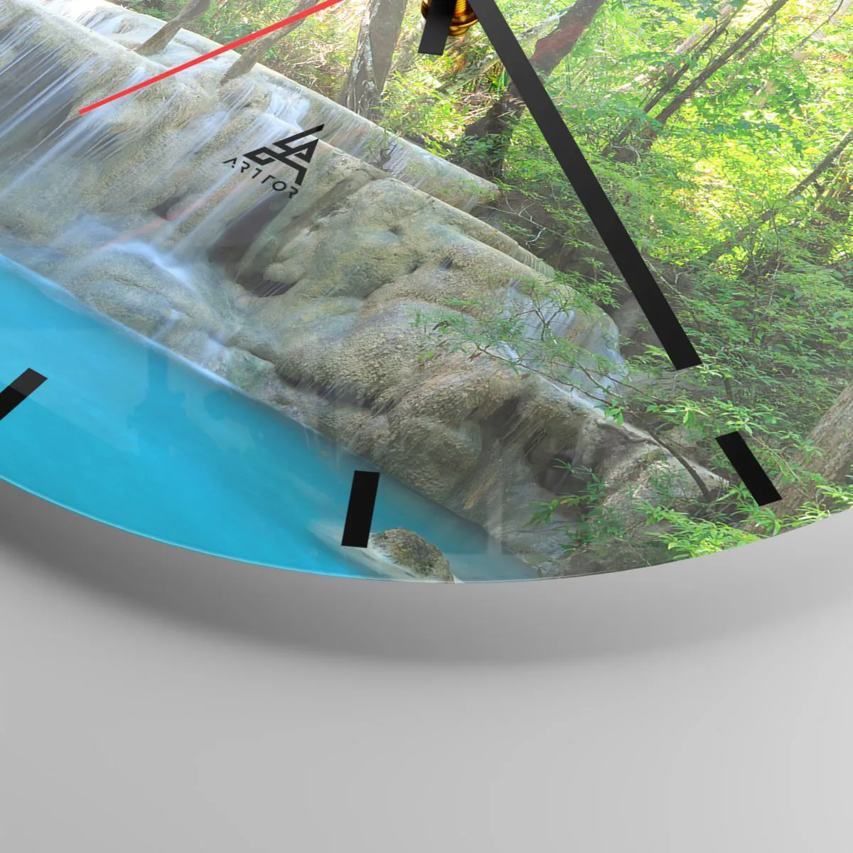 Wall clock - Clock on glass - Drowning in Turquoise and Green - 40x40 cm