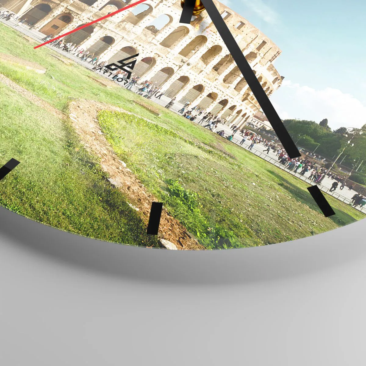 Vægur, Uret - Colosseum i Rom i solskin - 30x30cm - Du kan stadig høre våbenklirren - Moderne vægdekoration til stue, køkken og soveværelse ARTTOR