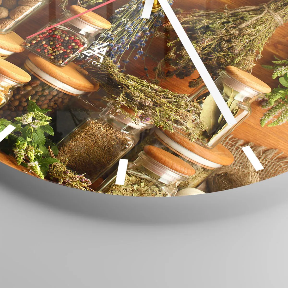 Zegar ścienny - Suszone zioła i przyprawy w kuchennej aranżacji - 30x30cm - Kuchenne czary - Nowoczesna dekoracja ścienna do salonu, kuchni i sypialni ARTTOR