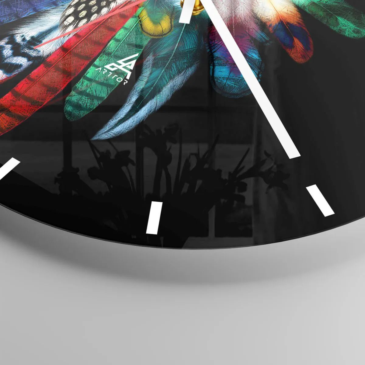 Ceas de perete - Ceas pe sticlă - Colier indian - 40x40 cm