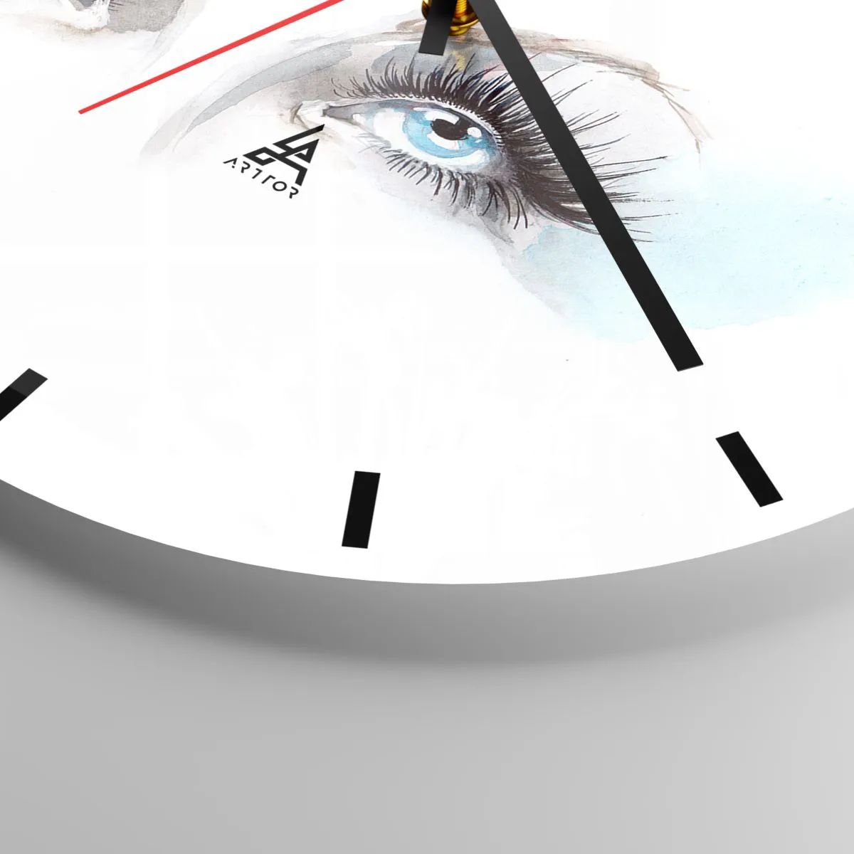 Horloge murale - Pendule murale - Yeux bleus avec de longs cils dans un style aquarelle artistique - 30x30cm - Yeux d'ange? - Décoration murale moderne pour le salon, la cuisine et la chambre ARTTOR