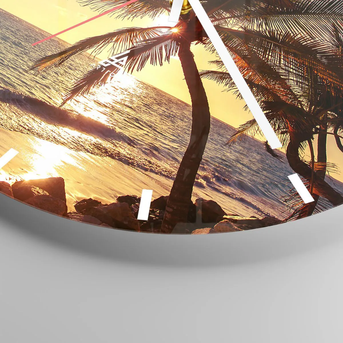 Väggklocka - Klocka på glas - Sommar under palmträden - 40x40 cm