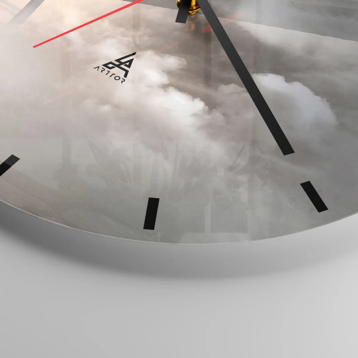 Vægur, Uret - En bro i morgentågen med et blødt lys i baggrunden - 30x30cm - På en flod, der ikke eksisterer - Moderne vægdekoration til stue, køkken og soveværelse ARTTOR