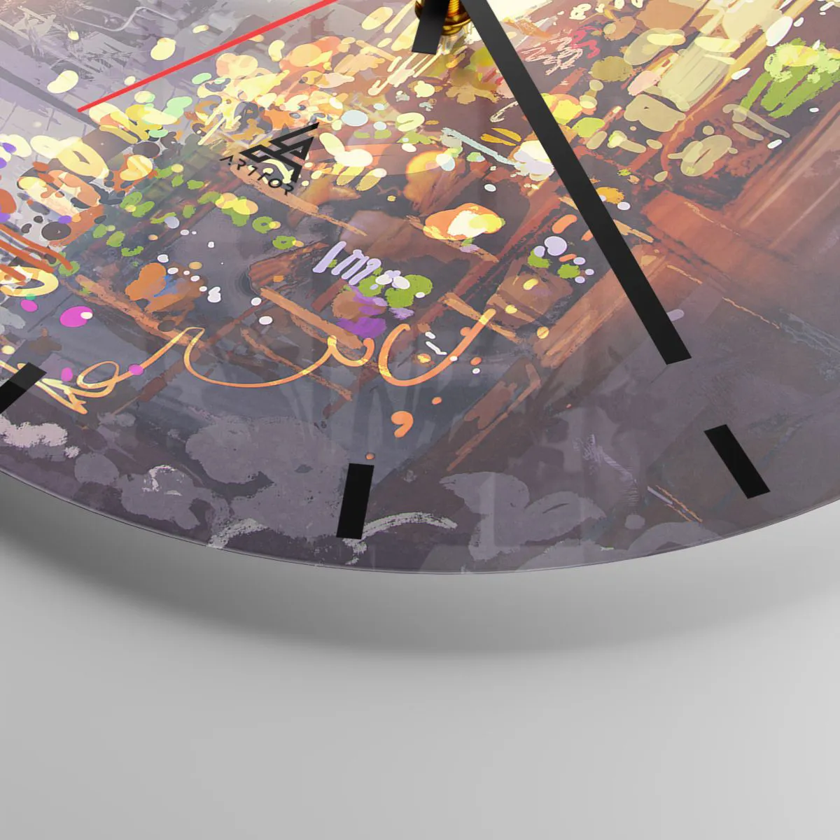 Ceas de perete - Ceas pe sticlă - O pictură fantastică cu un magician și un copil înconjurați de lumini colorate. - 30x30cm - Vrăjitoria există - Decorațiune modernă pentru perete pentru living, bucătărie și dormitor ARTTOR