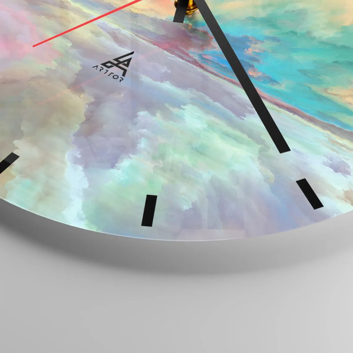 Orologio da parete - Orologio in Vetro - Un cielo colorato pieno di nuvole astratte sopra un orizzonte calmo - 30x30cm - Due cieli - Decorazione murale moderna per soggiorno, cucina e camera da letto ARTTOR