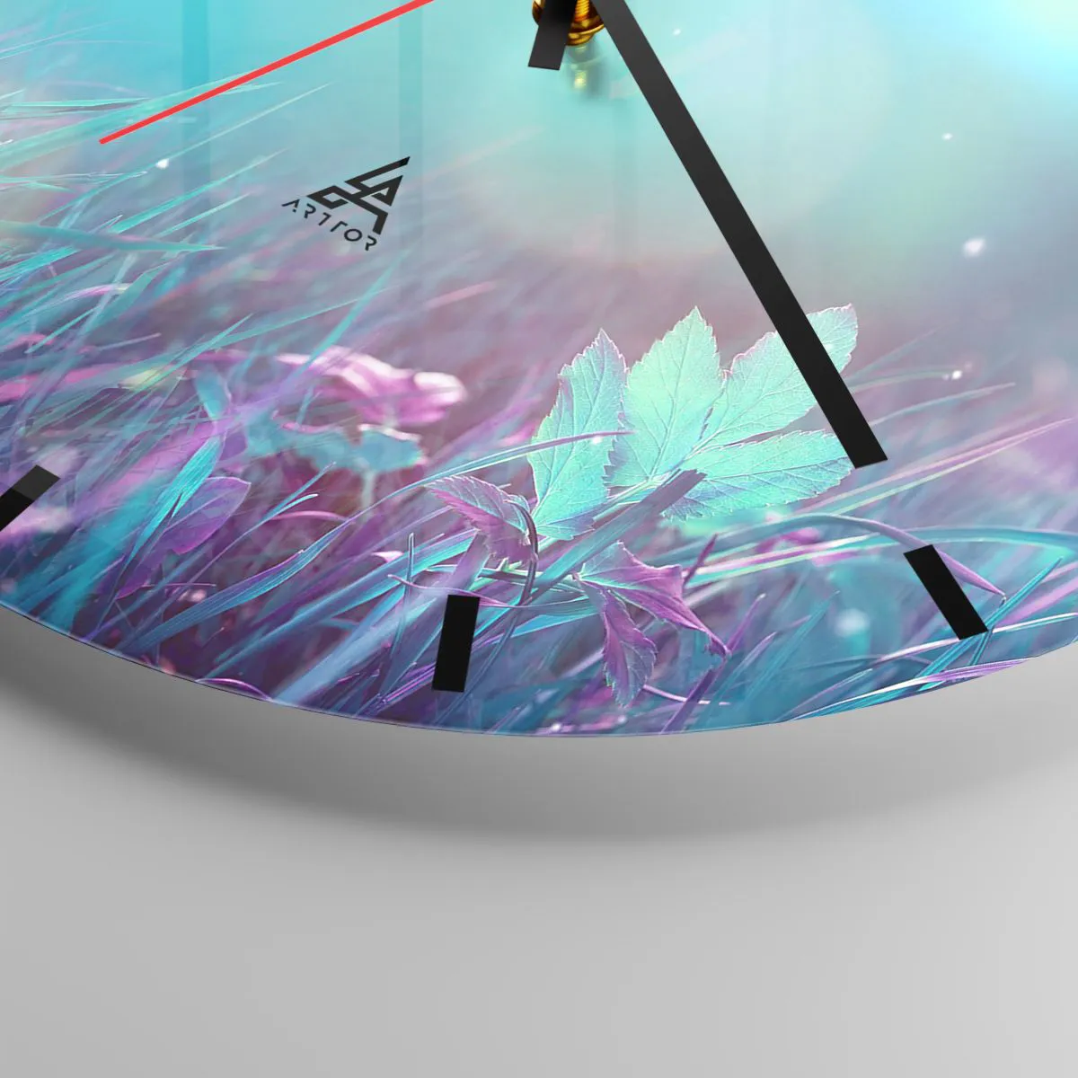 Horloge murale - Pendule murale - Papillon sur l'herbe à la lumière des couleurs pastel et des flashs - 30x30cm - La vie secrète de la prairie - Décoration murale moderne pour le salon, la cuisine et la chambre ARTTOR