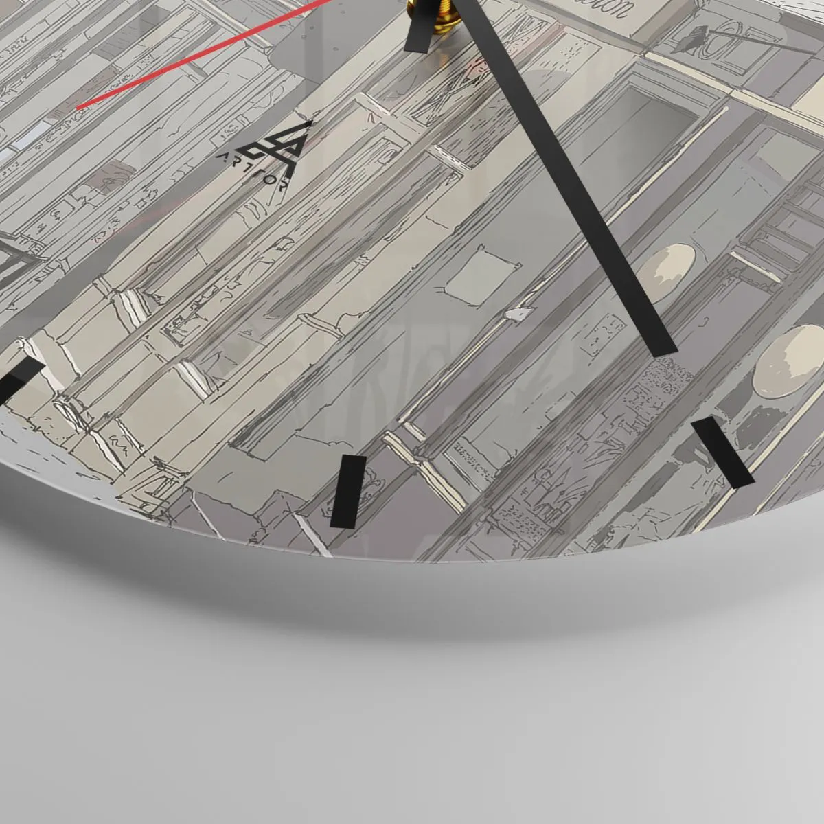 Zegar ścienny - Uliczka z kawiarnią w artystycznym stylu - 30x30cm - Miejskie radości - Nowoczesna dekoracja ścienna do salonu, kuchni i sypialni ARTTOR