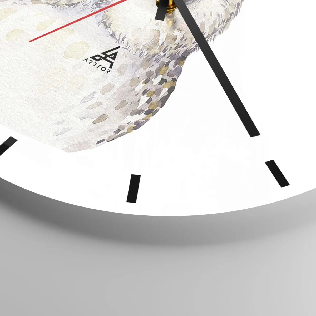 Wanduhr - Glasuhr - Aquarell Eule mit großen Augen auf weißem Hintergrund - 30x30cm - Schau mir in die Augen - Moderne Wanddekoration für Wohnzimmer, Küche und Schlafzimmer ARTTOR