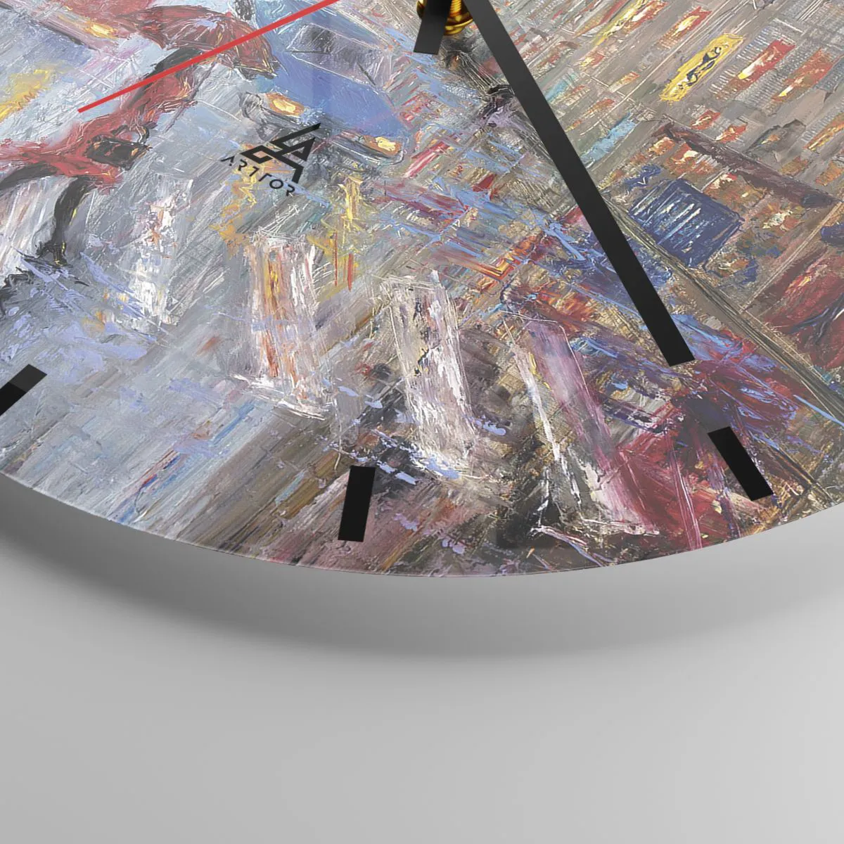 Horloge murale - Pendule murale - Paysage urbain sous la pluie avec des lumières colorées - 30x30cm - Après-midi pluvieux en ville - Décoration murale moderne pour le salon, la cuisine et la chambre ARTTOR