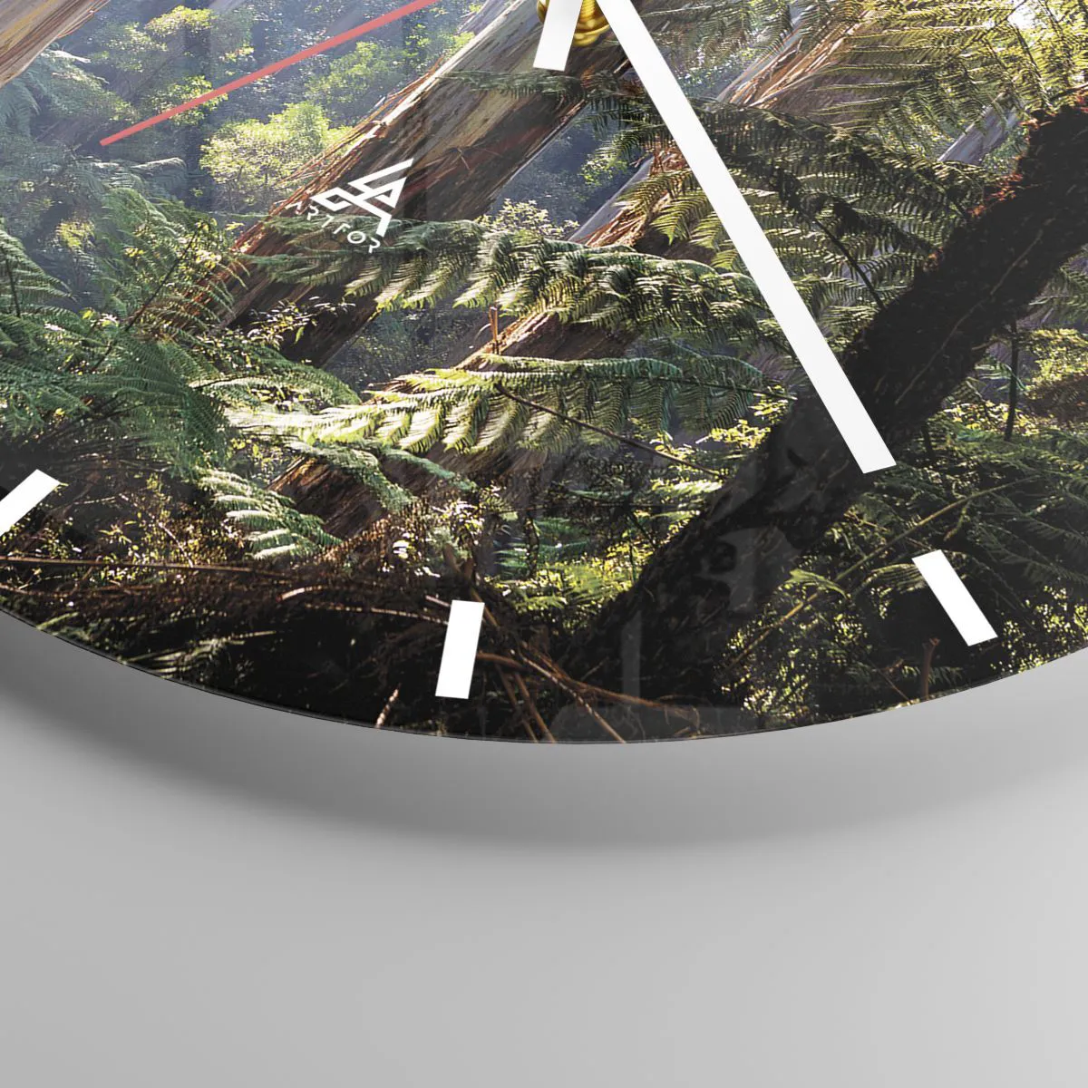 Reloj de pared - Reloj de vidrio - Selva tropical con árboles altos y helechos. - 30x30cm - Un cuento de hadas del bosque - Decoración de pared moderna para salón, cocina y dormitorio ARTTOR