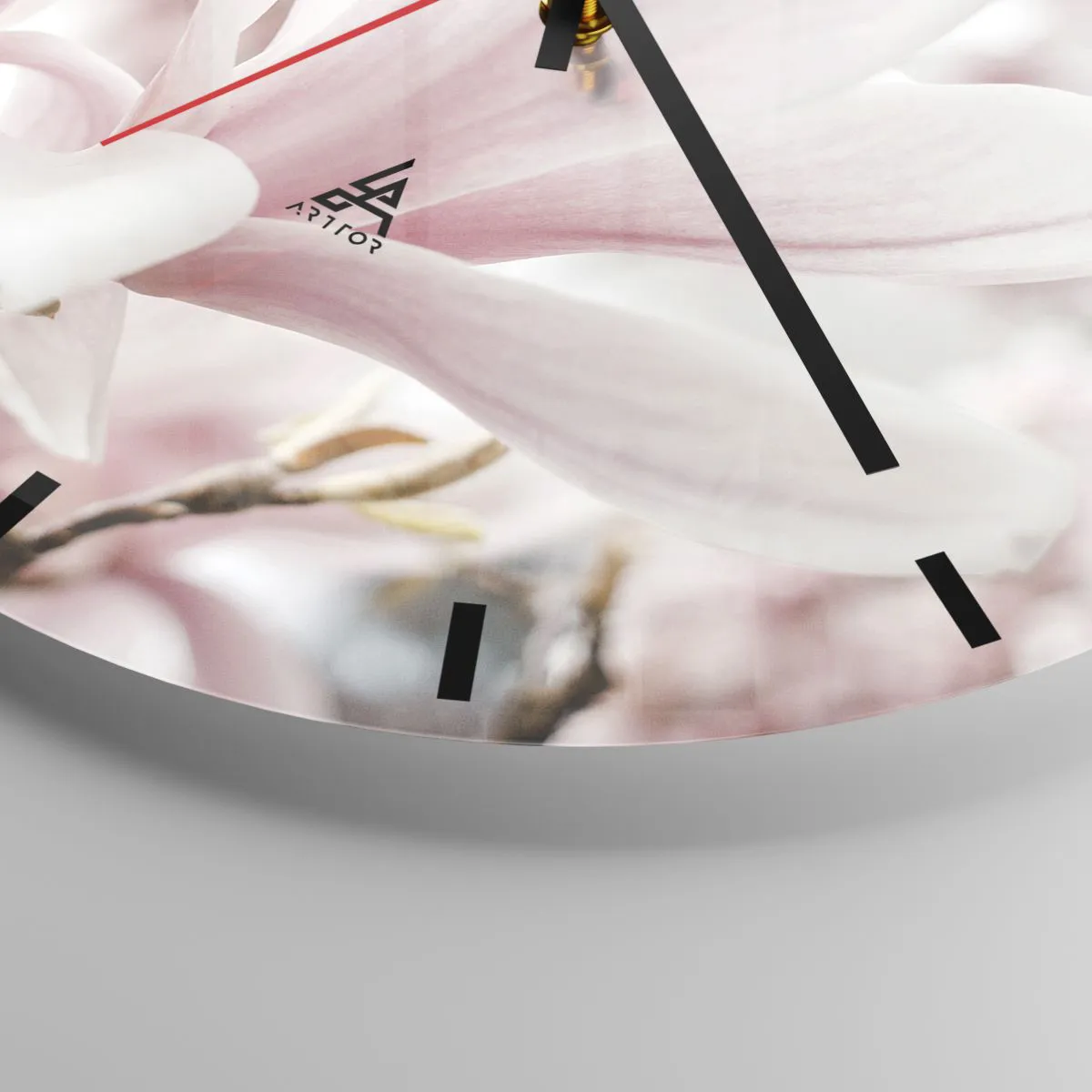 Nástenné hodiny - Jemné magnólie v odtieňoch ružovej a bielej - 30x30cm - Nesmiernosť nežnosti - Moderná nástenná dekorácia do obývacej izby, kuchyne a spálne ARTTOR