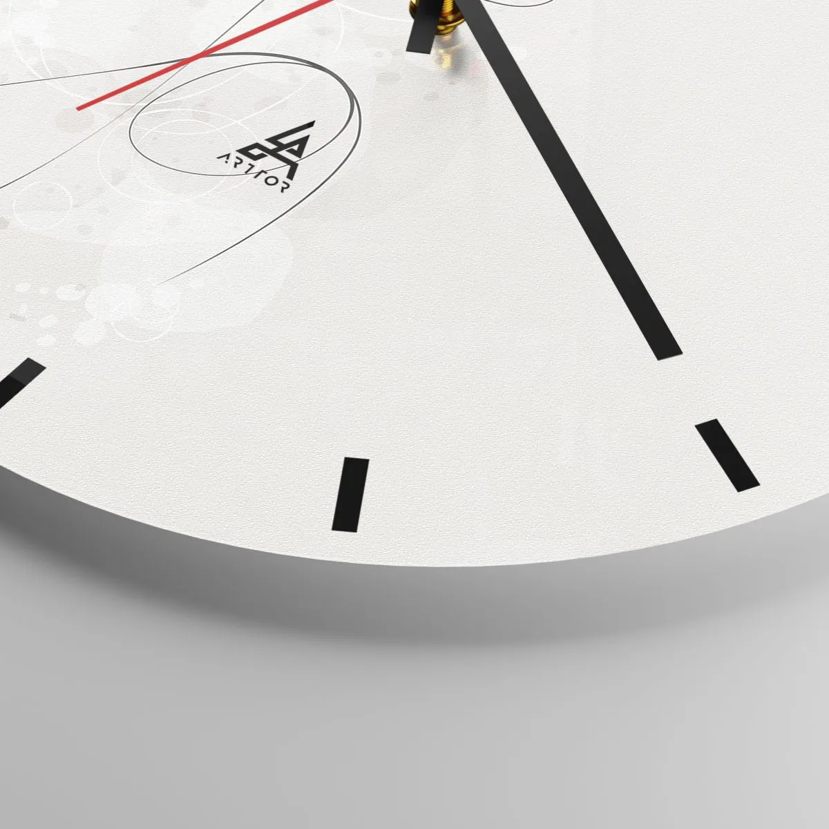 Ceas de perete - Ceas pe sticlă - O linie neagră creând silueta unei femei pe un fundal alb - 30x30cm - Spirala frumuseții - Decorațiune modernă pentru perete pentru living, bucătărie și dormitor ARTTOR