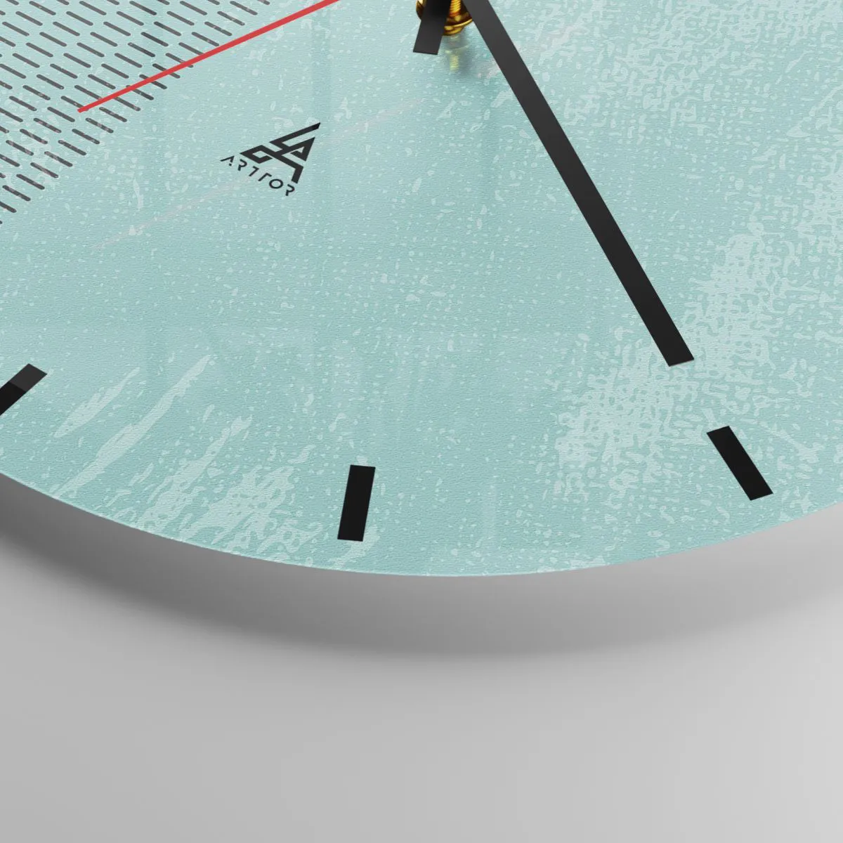 Reloj de pared - Reloj de vidrio - Gráficos en turquesa y negro con un patrón y textura rítmicos. - 30x30cm - Composición equilibrada - Decoración de pared moderna para salón, cocina y dormitorio ARTTOR