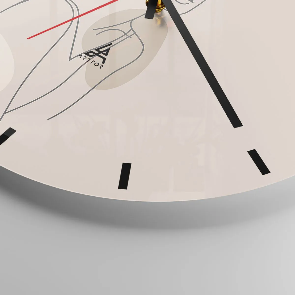 Reloj de pared - Reloj de vidrio - Una línea minimalista de una silueta femenina sobre un fondo beige. - 30x30cm - Un icono de la inocencia - Decoración de pared moderna para salón, cocina y dormitorio ARTTOR