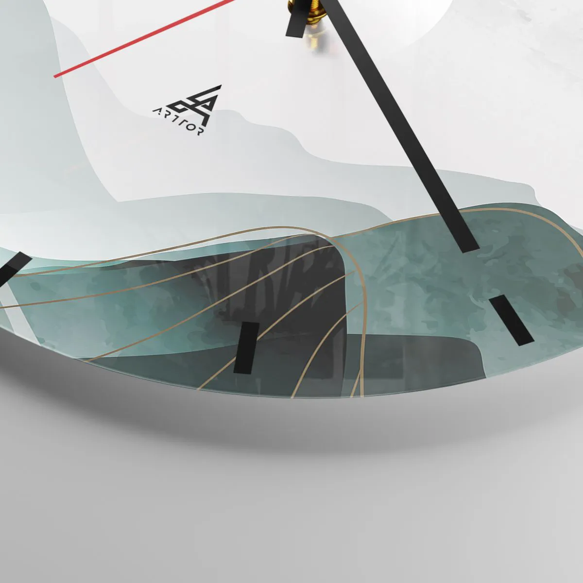 Relógio de parede - Relógio em vidro - Uma paisagem montanhosa minimalista com uma grande lua - 30x30cm - Em plena majestade - Decoração de parede moderna para a sala de estar, cozinha e quarto ARTTOR