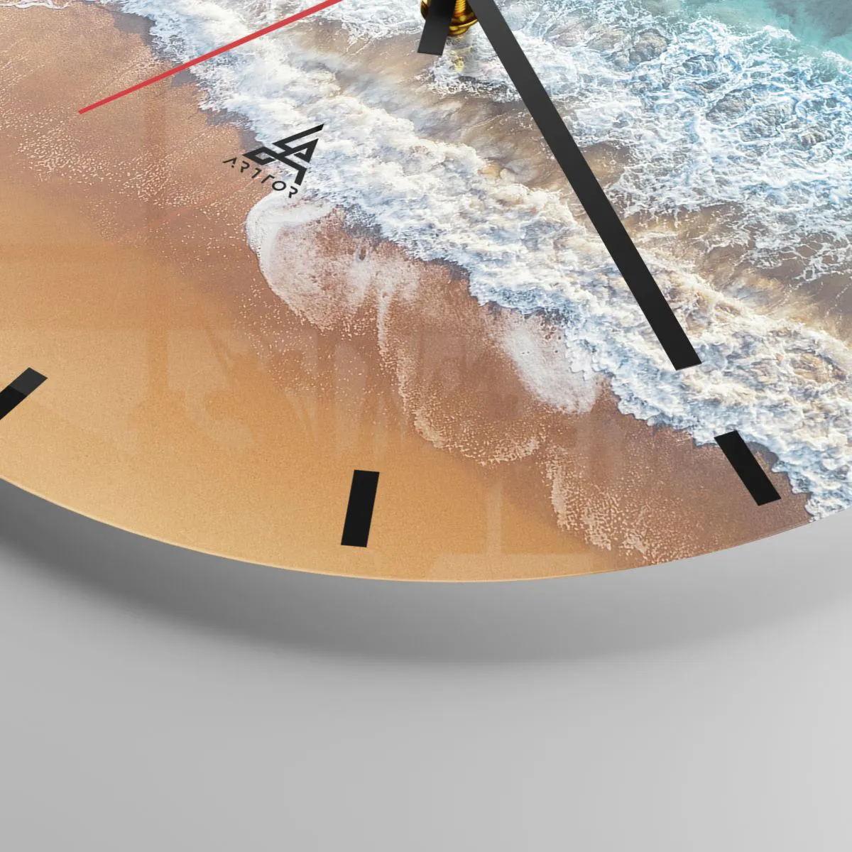 Vægur, Uret - Orientalsk scene med en båd og kirsebærblomster i akvarelstil - 30x30cm - Altid i tandem - Moderne vægdekoration til stue, køkken og soveværelse ARTTOR