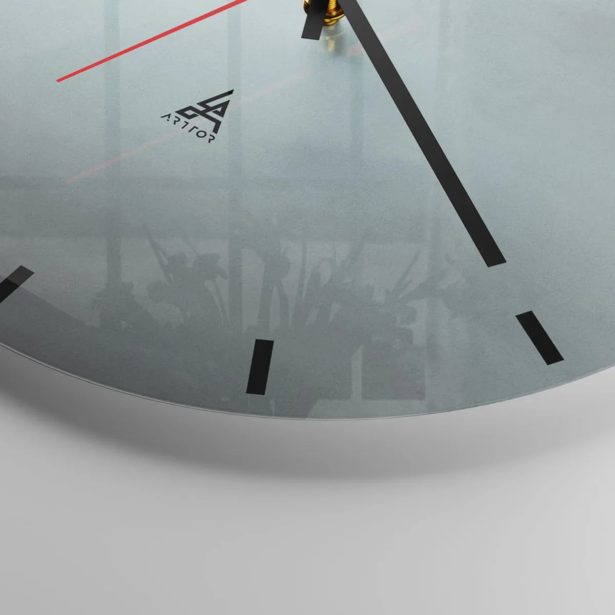 Wall clock - Clock on glass - The silhouette of a falling man immersed in the blue depths - 30x30cm - In the Arms of the Ocean - Modern wall decoration for the living room, kitchen, and bedroom ARTTOR